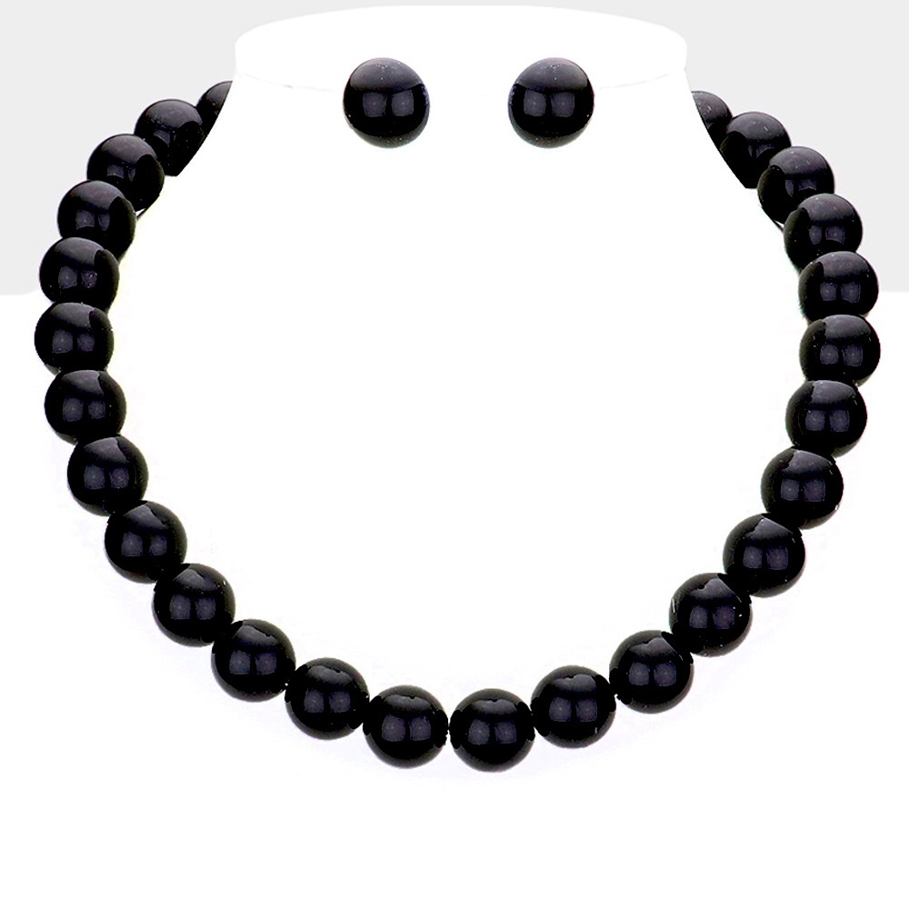 Black 12MM Pearl Choker Statement Necklace